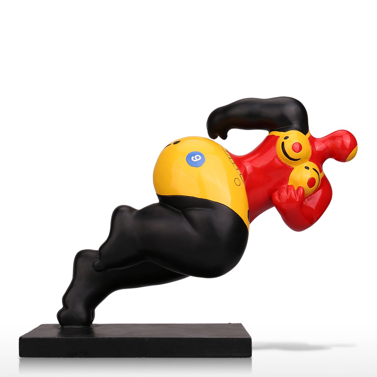 Best and cheap black and red Tooarts Dashing Fat Woman Resin Sculpture