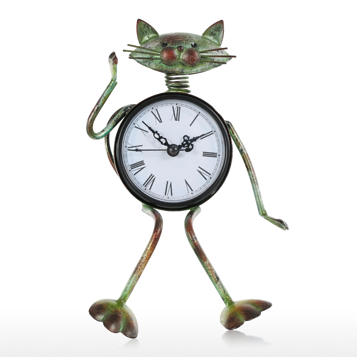 Best and cheap bronze Cat Clock Handmade Vintage Metal Iron Cat